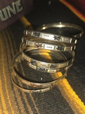 Gold-Tone Etched Stackable Bangle Bracelets